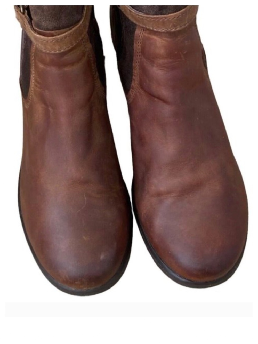 Ugg Emalie Sz 8 Wedge Bootie Ankle Boots Leather Brown - Picture 4 of 9